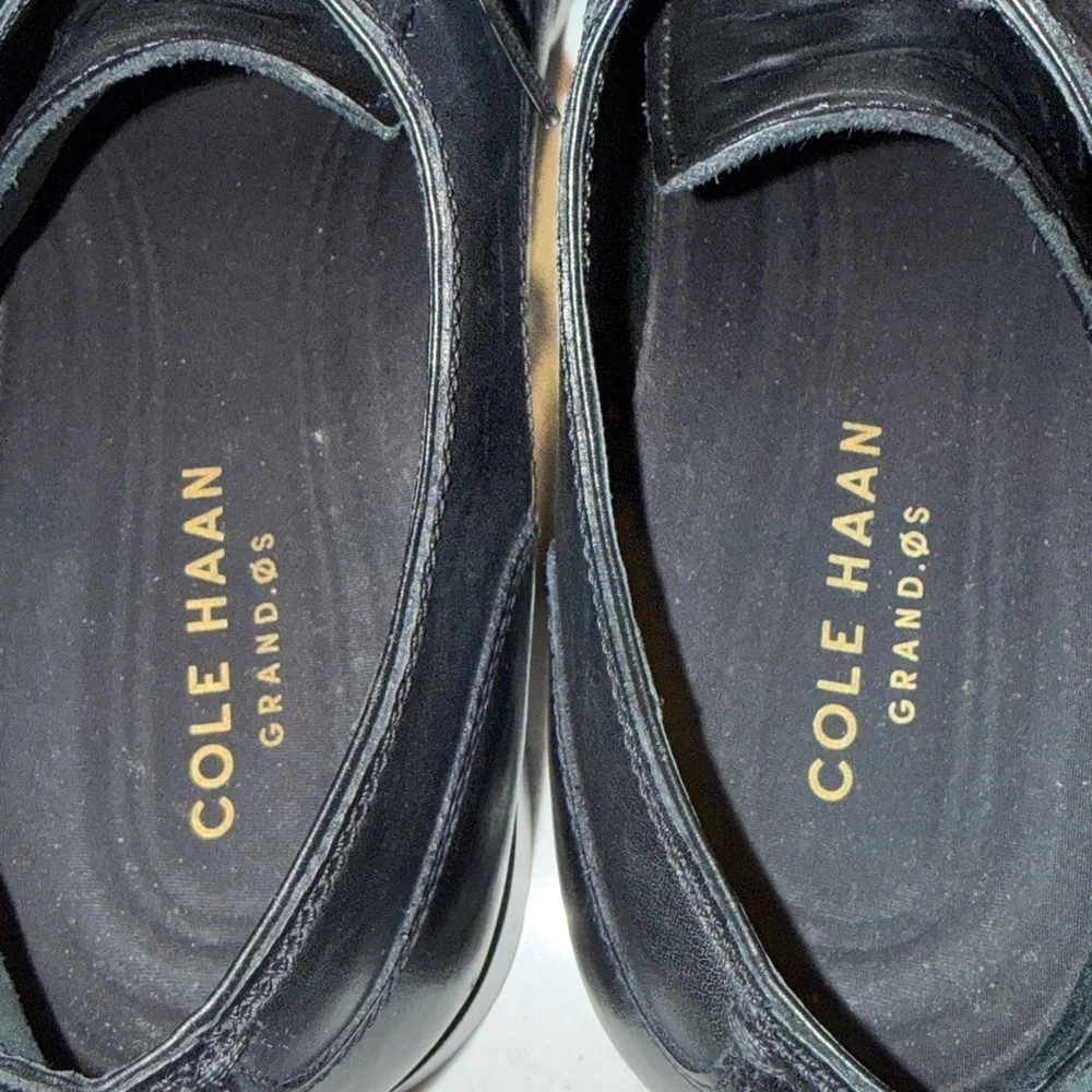 Cole Haan Mens Grand Os Oxford Dress Shoes Black Leather Cap Toe Lace Up 10 1/2